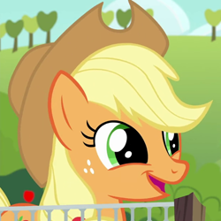 Size: 720x720 | Tagged: safe, screencap, applejack, earth pony, pony, applejack's "day" off, cropped, cute, female, jackabetes, mare, smiling, solo