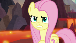 Size: 1920x1080 | Tagged: safe, screencap, fluttershy, pegasus, pony, sweet and smoky, female, lava, mare, solo