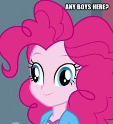 Size: 455x500 | Tagged: safe, edit, edited screencap, screencap, pinkie pie, equestria girls, friendship games, caption, cropped, derp, image macro, solo, text