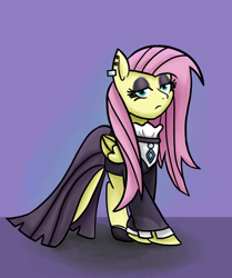 Size: 666x796 | Tagged: safe, artist:machacapigeon, fluttershy, pegasus, pony, female, fluttergoth, goth, makeup, piercing, simple background