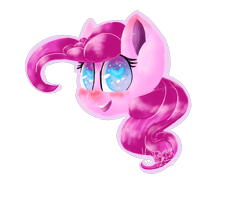 Size: 982x800 | Tagged: safe, artist:penpale-heart, pinkie pie, earth pony, pony, blushing, bust, cute, diapinkes, female, heart eyes, mare, open mouth, simple background, smiling, solo, transparent background, wingding eyes