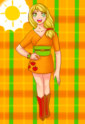 Size: 600x870 | Tagged: safe, artist:whimsii, applejack, human, clothes, female, humanized