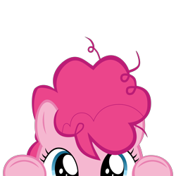 Size: 10000x10000 | Tagged: safe, artist:mrkat7214, part of a set, pinkie pie, earth pony, pony, absurd resolution, cute, diapinkes, female, filly, filly pinkie pie, messy mane, peekaboo, peeking, simple background, solo, soon, transparent background, younger