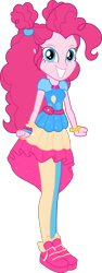 Size: 2431x6451 | Tagged: safe, artist:digimonlover101, pinkie pie, human, better together, equestria girls, absurd resolution, clothes, cute, diapinkes, dress, dress interior, female, geode of sugar bombs, magical geodes, music festival outfit, shoes, simple background, smiling, sneakers, solo, transparent background, vector