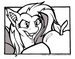 Size: 850x664 | Tagged: safe, artist:shema-the-lioness, artist:shemalioness, fluttershy, bat pony, pony, bats!, apple, bat ponified, black and white, color me, female, flutterbat, food, grayscale, inktober, lineart, mare, monochrome, race swap, salivating, simple background, white background