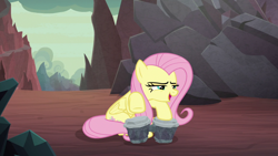 Size: 1920x1080 | Tagged: safe, screencap, fluttershy, pegasus, pony, sweet and smoky, bongos, female, mare, narrowed eyes, solo