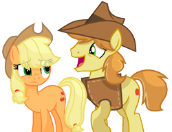 Size: 882x679 | Tagged: safe, artist:sapphireartemis, applejack, braeburn, earth pony, pony, applecest, braejack, female, incest, male, shipping, simple background, straight, transparent background