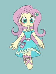 Size: 2448x3264 | Tagged: safe, artist:haibaratomoe, fluttershy, equestria girls, blushing, chibi, clothes, cute, dress, simple background, solo