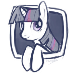 Size: 500x500 | Tagged: safe, artist:clorin spats, twilight sparkle, pony, female, looking at you, mare, simple background, sketch, solo, white background