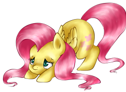 Size: 4495x3291 | Tagged: safe, artist:twiddledittle, fluttershy, pegasus, pony, cute, face down ass up, female, high res, mare, shyabetes, simple background, solo, transparent background