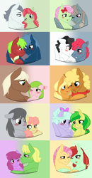 Size: 2255x4351 | Tagged: safe, artist:tejedora, apple cinnamon, apple cobbler, apple fritter, apple split, applejack, berry punch, berryshine, caboose, candy apples, candy mane, dust devil, evening star, flitter, florina tart, gala appleby, granny smith, mercury, milky way, red gala, silver shill, star hunter, starry eyes (character), wensley, earth pony, pegasus, pony, apple dumpling, apple family, apple family member, apple flitter (ship), applehunter, applemane, crack shipping, eveningcobbler, female, florinadevil, gay, lesbian, male, milkysplit, redcaboose, shipping, silverdumpling, smokeby, smokestack, straight, wenshine