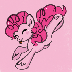 Size: 2100x2100 | Tagged: safe, artist:sjart117, part of a set, pinkie pie, pony, :p, blank flank, doodle, eyes closed, female, fluffy, mare, solo, tongue out, underhoof, unshorn fetlocks