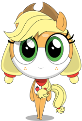 Size: 2000x2952 | Tagged: safe, artist:keronianniroro, applejack, hybrid, applejack's hat, clothes, cowboy hat, cutie mark, female, freckles, hat, keponian, keronian, keroro gunsou, scarf, sergeant frog, simple background, species swap, transparent background