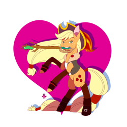 Size: 2400x2400 | Tagged: safe, artist:cckittycreative, applejack, earth pony, pony, clothes, female, keyblade, kingdom hearts, mare, solo