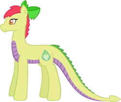 Size: 1810x1522 | Tagged: safe, artist:ludiculouspegasus, oc, oc only, oc:apple spice, dracony, hybrid, bow, cutie mark, heart, interspecies offspring, offspring, older, parent:apple bloom, parent:spike, parents:spikebloom, simple background, solo, white background