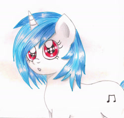 Size: 1863x1772 | Tagged: safe, artist:wrath-marionphauna, dj pon-3, vinyl scratch, pony, unicorn, colored pencil drawing, looking at you, red eyes, solo, traditional art