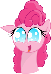 Size: 2067x3000 | Tagged: safe, artist:kalleflaxx, pinkie pie, earth pony, pony, cute, diapinkes, doodle, excited, female, floppy ears, happy, neck, simple background, smiling, solo, transparent background, vector, weapons-grade cute