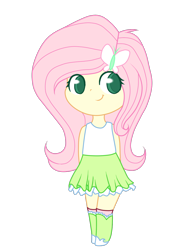 Size: 902x1198 | Tagged: safe, artist:cloudy-risicpaint, fluttershy, equestria girls, averted gaze, chibi, colored, colored pupils, cute, female, flat colors, hands behind back, shyabetes, simple background, smiling, solo, transparent background
