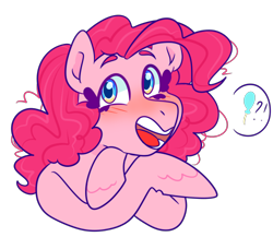 Size: 500x433 | Tagged: safe, artist:cubbybatdoodles, pinkie pie, earth pony, pony, blushing, female, simple background, smiling, solo, transparent background