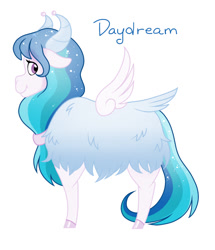 Size: 749x871 | Tagged: safe, artist:patchworkpupper, oc, oc only, oc:daydream, hybrid, ethereal mane, female, interspecies offspring, offspring, parent:prince rutherford, parent:princess celestia, parents:ruthlestia, simple background, solo, white background, yakony