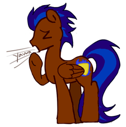 Size: 600x606 | Tagged: safe, artist:dumb fabric, oc, oc only, oc:nimble wing, pegasus, pony, eyes closed, male, simple background, sleepy, solo, tired, white background, yawn