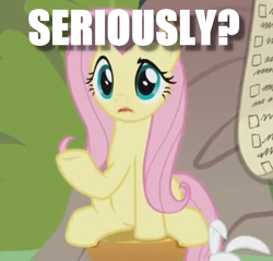 Size: 734x701 | Tagged: safe, edit, edited screencap, screencap, angel bunny, fluttershy, pegasus, pony, she talks to angel, caption, cropped, image macro, reaction image, solo focus, text