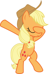 Size: 813x1168 | Tagged: safe, artist:uigsyvigvusy, artist:wissle, applejack, earth pony, pony, bipedal, covering eyes, cute, dab, eyes closed, facehoof, female, mare, simple background, smiling, solo, trace, transparent background, vector