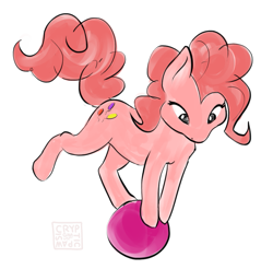 Size: 903x890 | Tagged: safe, artist:crypticpawsignals, pinkie pie, pony, balancing, ball, solo