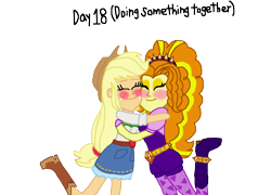 Size: 1800x1294 | Tagged: safe, artist:bigpurplemuppet99, adagio dazzle, applejack, equestria girls, blushing, dazzlejack, female, hug, lesbian, shipping