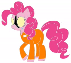 Size: 1895x1691 | Tagged: safe, artist:maceywitchhunter, pinkie pie, earth pony, pony, clothes, d-class, prison outfit, prisoner pp, scp foundation, simple background, solo, white background