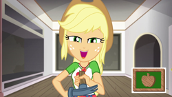 Size: 1280x720 | Tagged: safe, screencap, applejack, better together, diy with applejack, equestria girls, solo