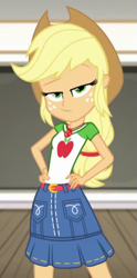 Size: 299x602 | Tagged: safe, screencap, applejack, better together, diy with applejack, equestria girls, cropped, solo