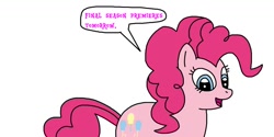 Size: 1264x632 | Tagged: safe, artist:mega-shonen-one-64, pinkie pie, earth pony, pony, dialogue, final season, solo, speech bubble