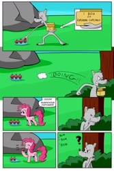 Size: 1024x1536 | Tagged: safe, artist:cartoon-eric, pinkie pie, oc, oc:fred wolfbane, earth pony, pony, comic:pink. it's what's for dinner, box, comic, cupcake, food, no sell, nom