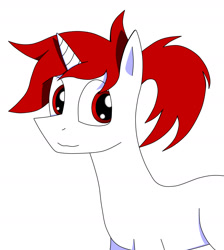 Size: 1700x1900 | Tagged: safe, artist:patataislive, oc, oc only, oc:arkkan, pony, unicorn, cute, digital art, male, red eyes, simple background, solo, stallion, white background