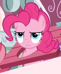 Size: 400x491 | Tagged: safe, screencap, pinkie pie, pony, between dark and dawn, cropped, pinkie pie is not amused, solo, unamused