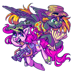 Size: 894x894 | Tagged: safe, artist:porcelanowyokular, pinkie pie, oc, oc:altius volantis, earth pony, pegasus, pony, clothes, duo