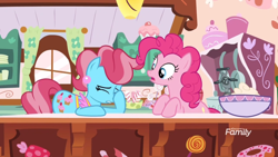 Size: 1366x768 | Tagged: safe, screencap, cup cake, pinkie pie, earth pony, pony, between dark and dawn, batter, bowl, counter, food, kitchen, mixer