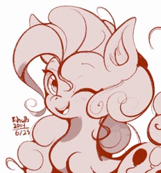 Size: 1352x1457 | Tagged: safe, artist:tohupo, pinkie pie, earth pony, pony, female, mare, monochrome, one eye closed, solo, wink