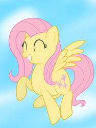 Size: 1224x1632 | Tagged: safe, artist:sharkcastic, fluttershy, pegasus, pony, cloud, cute, eyes closed, female, mare, shyabetes, sky, smiling, solo