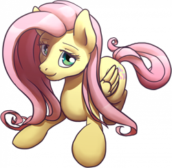 Size: 770x750 | Tagged: safe, artist:studiodor, fluttershy, pegasus, pony, cute, female, folded wings, looking at you, mare, prone, shyabetes, simple background, smiling, solo, three quarter view, transparent background, wings