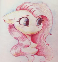 Size: 529x565 | Tagged: safe, artist:raily, fluttershy, pegasus, pony, bust, solo, traditional art