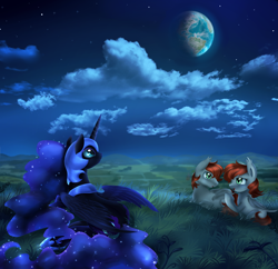 Size: 3893x3765 | Tagged: safe, artist:pridark, nightmare moon, oc, bat pony, pony, fanfic art, night