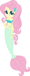 Size: 953x2368 | Tagged: safe, artist:cruelladevil84, fluttershy, mermaid, equestria girls, bandeau, belly button, clothes, hairpin, mermaid tail, mermaidized, midriff, species swap