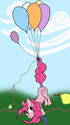 Size: 4096x7282 | Tagged: safe, artist:venaf, pinkie pie, earth pony, pony, absurd resolution, atg 2019, balloon, floating, newbie artist training grounds, solo, then watch her balloons lift her up to the sky