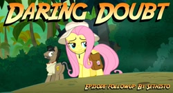 Size: 1600x861 | Tagged: safe, edit, edited screencap, screencap, doctor caballeron, fluttershy, earth pony, pegasus, pony, daring doubt, episode followup, female, hat, male, mare, saddle bag, smug, stallion