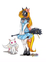 Size: 955x1351 | Tagged: safe, artist:mysticalpha, oc, oc only, anthro, incubator (species), unguligrade anthro, anthro oc, kyubey, kyubey out of fucking nowhere, puella magi madoka magica