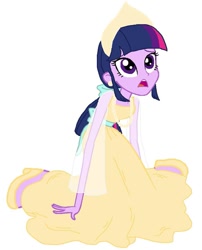 Size: 803x996 | Tagged: safe, artist:haleyc4629, edit, twilight sparkle, equestria girls, 20th century, anastasia, clothes, cosplay, costume, crossover, don bluth, dress, female, headdress, kneeling, multiple bases used, once upon a december, russia, russian, simple background, singing, solo, white background