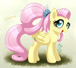 Size: 1203x1070 | Tagged: safe, artist:joakaha, fluttershy, pegasus, pony, the last problem, cute, female, happy, kindness, looking at you, older, older fluttershy, ponytail, shyabetes, solo