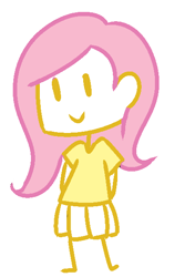 Size: 400x600 | Tagged: safe, artist:missmagikarp, fluttershy, human, 2012, humanized, simplistic art style, stick figure